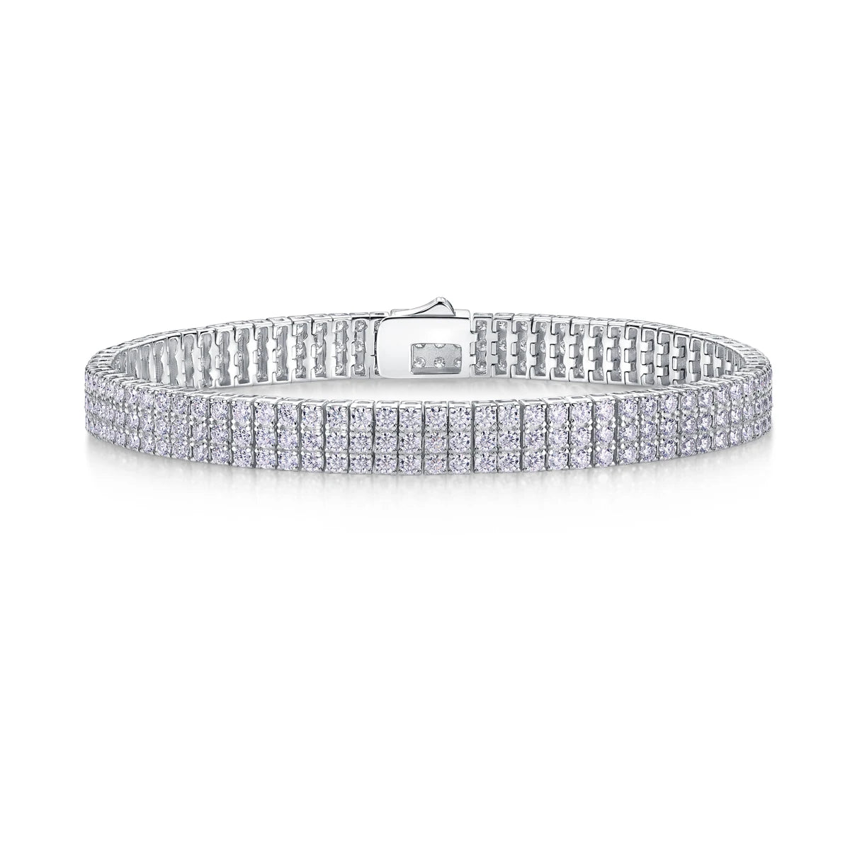 JIUZUAN Moissanite Wide Tennis Bracelet 925 Sterling Silver 18K Gold Plated Statement Jewelry for Party Gift for Women