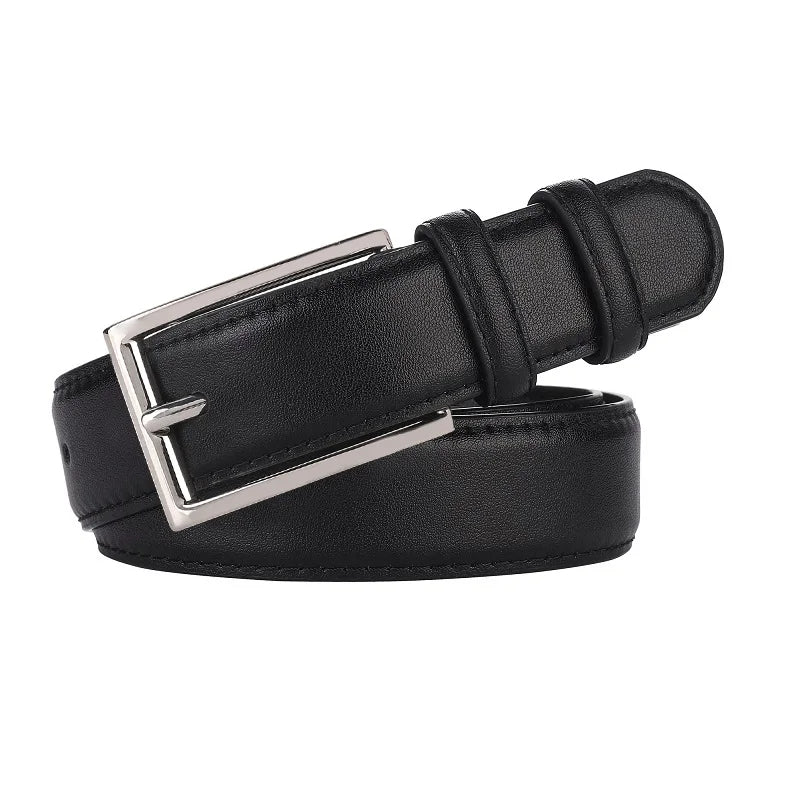 Luxury Genuine Leather Wide Belt Ladies Fashion Simple Matching Jeans Gold Buckle Belt Women 2.8cm Wide Cowhide Brown Belt