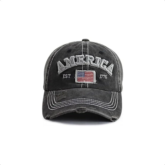 American Flag Hat for Men Women Funny Adjustable Cotton Embroidered Distressed Baseball Cap