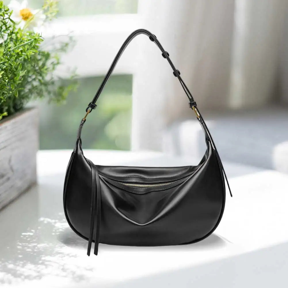 Women PU Shoulder Bag Vegan Leather Shoulder Purse Large Capacity Fashion Underarm Bag Stylish Dumpling Tote Outdoor Travel Bag