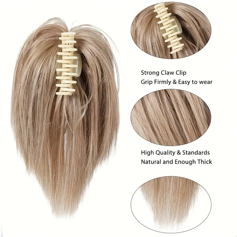 Claw Clip Messy Hair Piece, Tousled Updo Messy Hair Bun, Hair Extension Ponytail Hairpieces, Hair Piece Clip In Straight Hair