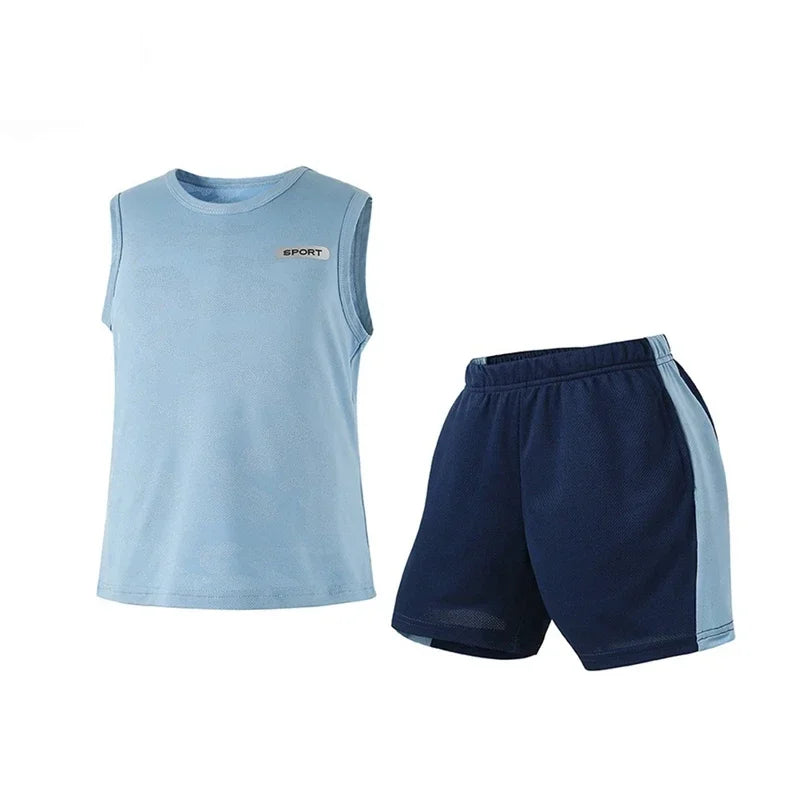 Summer Children  Sports Sets Quick-drying Breathable Basketball Suit Kids Boys Girls Gym Outdoor Vest Shorts Suit