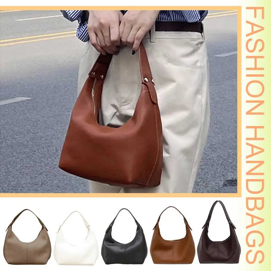 Women Simple Shoulder Purse PU Leather Soft Hobo Bags Solid Color Casual Armpit Handbag Girls Outdoor Daily Bag