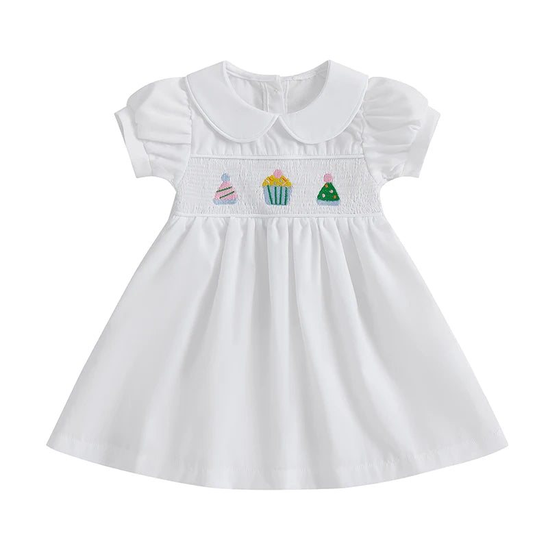 Toddler Girl Floral Print Ruffle Sleeve Dress Birthday Party Princess Dress Summer Outfit with Bow Detail