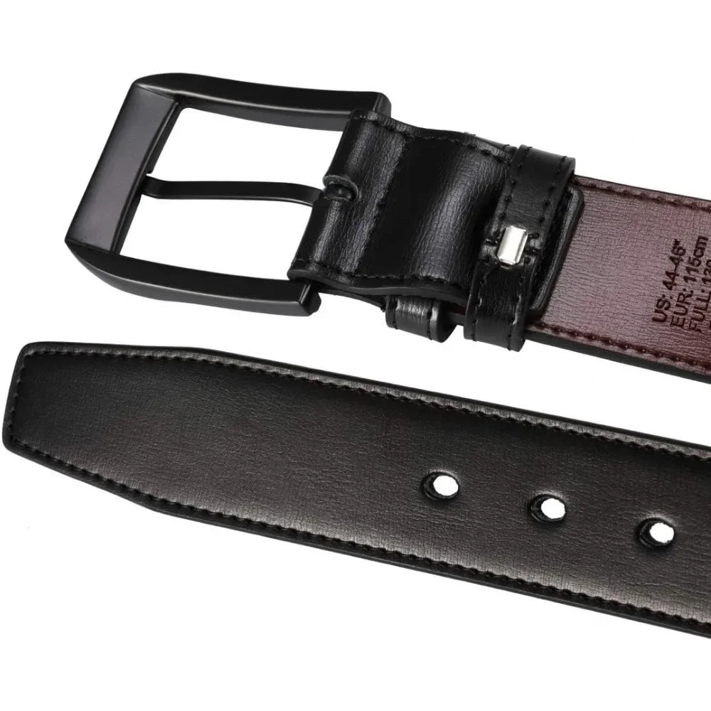 Men’s Casual Leather Jeans Belts 1 1/2” Wide  Thick Alloy Prong Buckle Work Dress Belt for Men