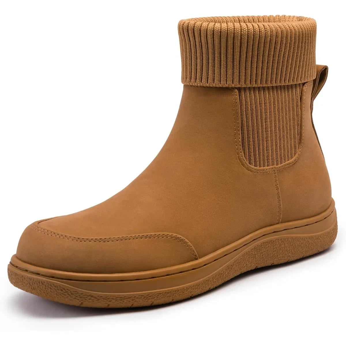 Women's Chelsea Ankle Boots Comfortable Winter Short Leather Boots Fashion Slip On Elastic Sock Booties Wide Width