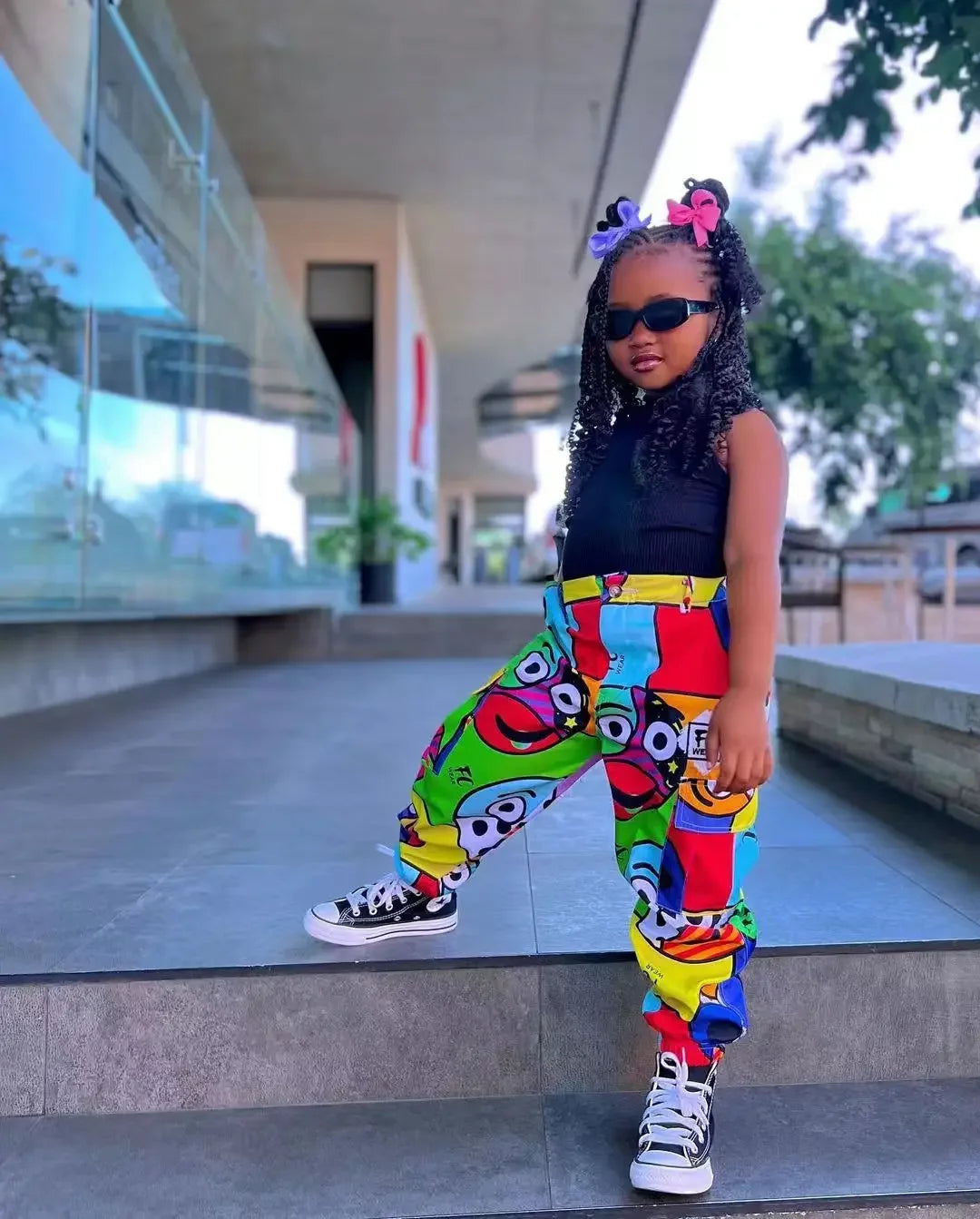 Kids Girls Clothes Sets Summer Sleeveless Tank Tops+Graffiti Pants Toddler Girl Fashion Clothing Children's Clothes Girls Suits