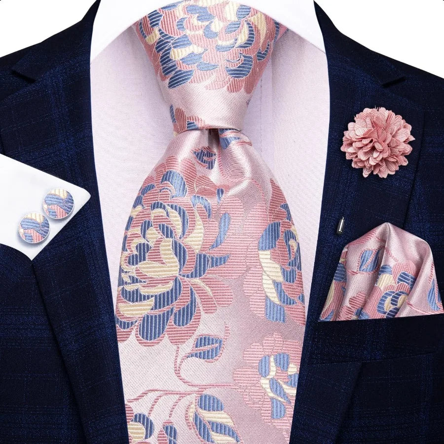 HiTie Men Ties Set Woven Necktie and Lapel Pin Pocket Square Cufflinks Sets Formal Business Wedding