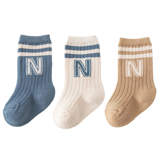 3pairs/lot Infant Boys Striped Socks Cotton Ribbed Stretch Mouthed Babies Boys Short Socks Newborn Toddler Boys Sporty Sock Pack