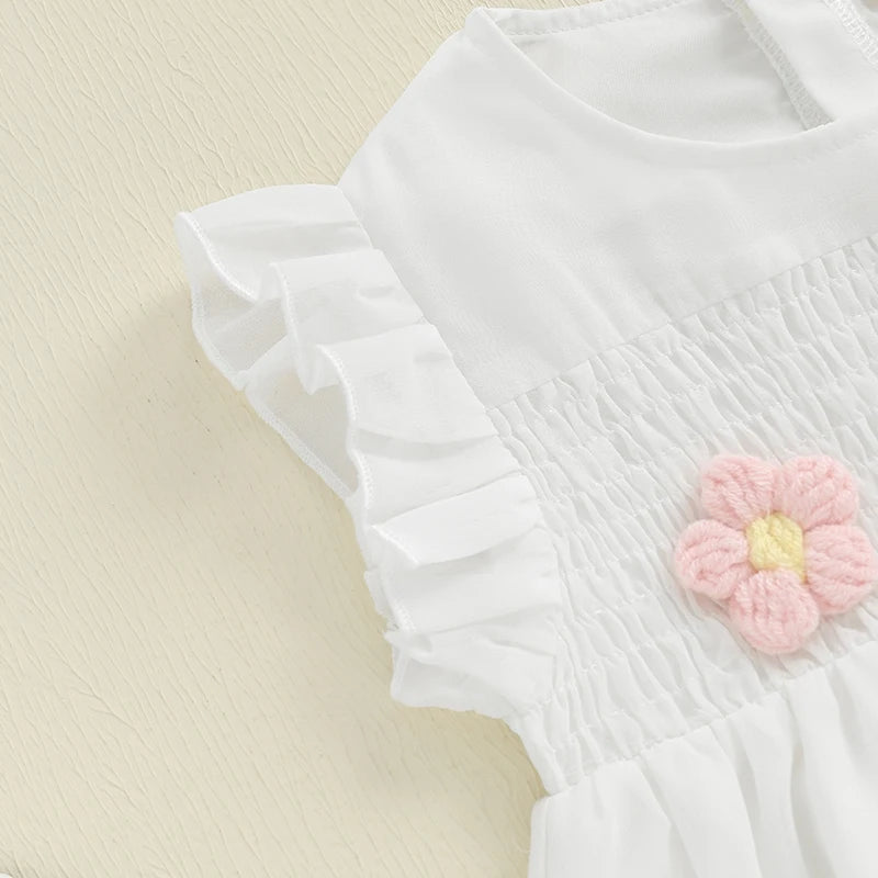 Adorable Baby Girls Floral Print Sleeveless Ruffle Dress for Summer Beach Wedding Party Casual Outfit Cute Dresswear