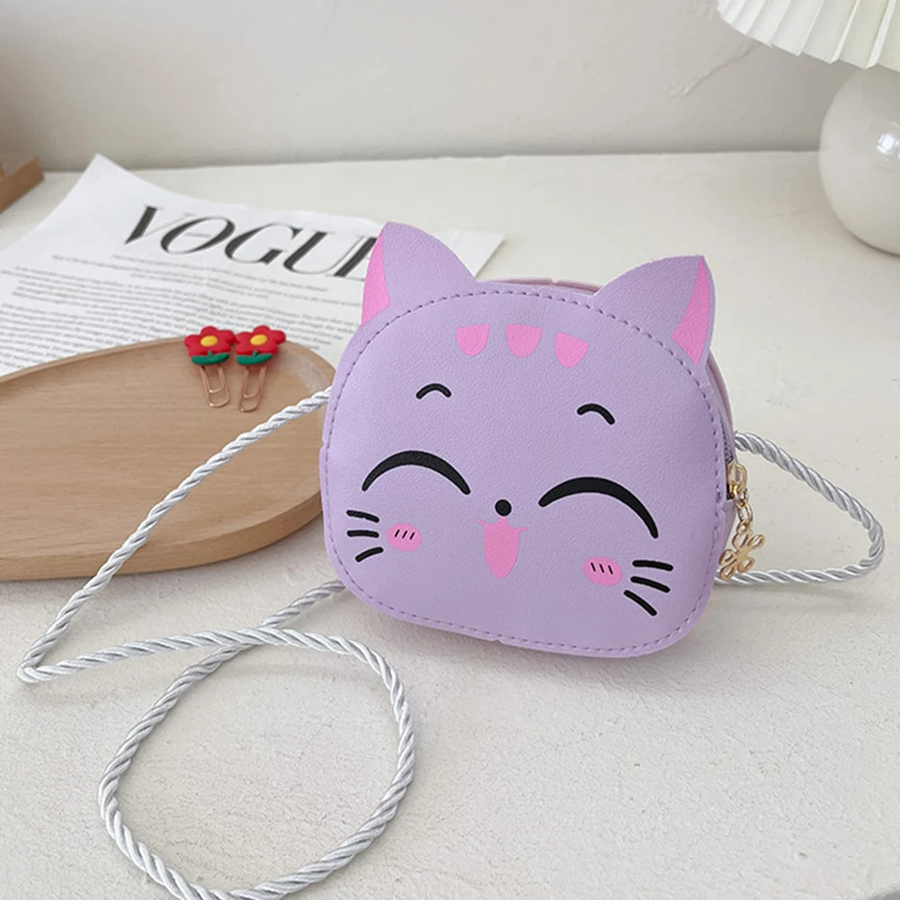 Girls Cute Sling Bag Cartoon Cat Kawaii Satchel Bag Casual Fashion Coin Purse Compact Kids Daily Bags