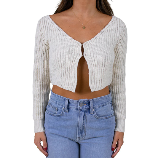 Women Knit Cardigan Long Sleeve V Neck Buckled Ladies Fall Crop Tops Streetwear
