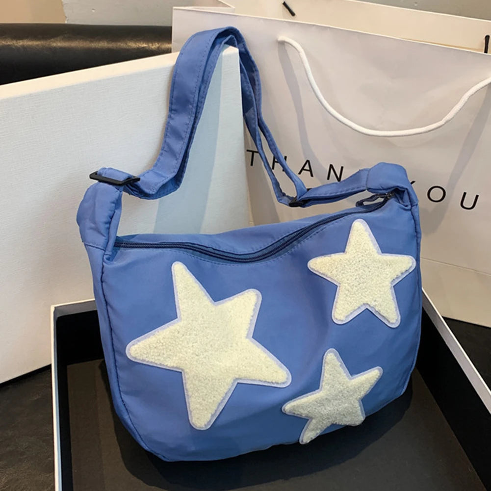 Women Canvas Messenger Bag Versatile Y2k Hobo Bag Adjustable Strap Crossbody Sling Bag Pentagram Satchel Bag Slouchy Travel Bag