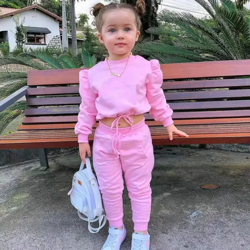 2 Pieces Kids Girls' Solid Color Hoodie & Pants Set Long Sleeve Active Outdoor 1-8 Years Fall White Light Green Pink