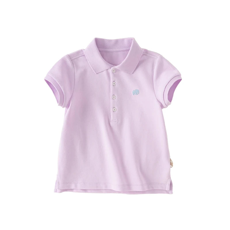 Dave Bella Girl's Summer Polo T-shirt Short Sleeve Cotton T-Shirt Children Casual Outdoor Clothes Kids Sister Clothes DB2240618