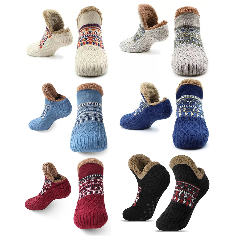 Men Women Winter Indoor Home Slippers Socks Non Slip Carpet Sock Warm Thermal Slipper Socks Soft for Christmas