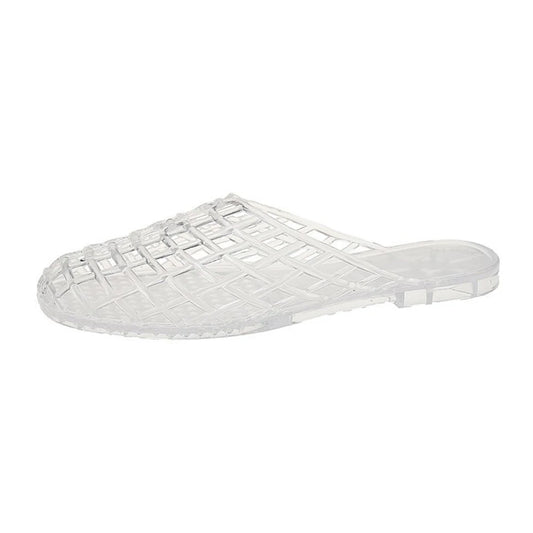 Women Jelly Flats Fashion Slip-On Flats Closed Toe Hollow Out Ballet Flats Lightweight Casual Flat Sandals for Summer Beach