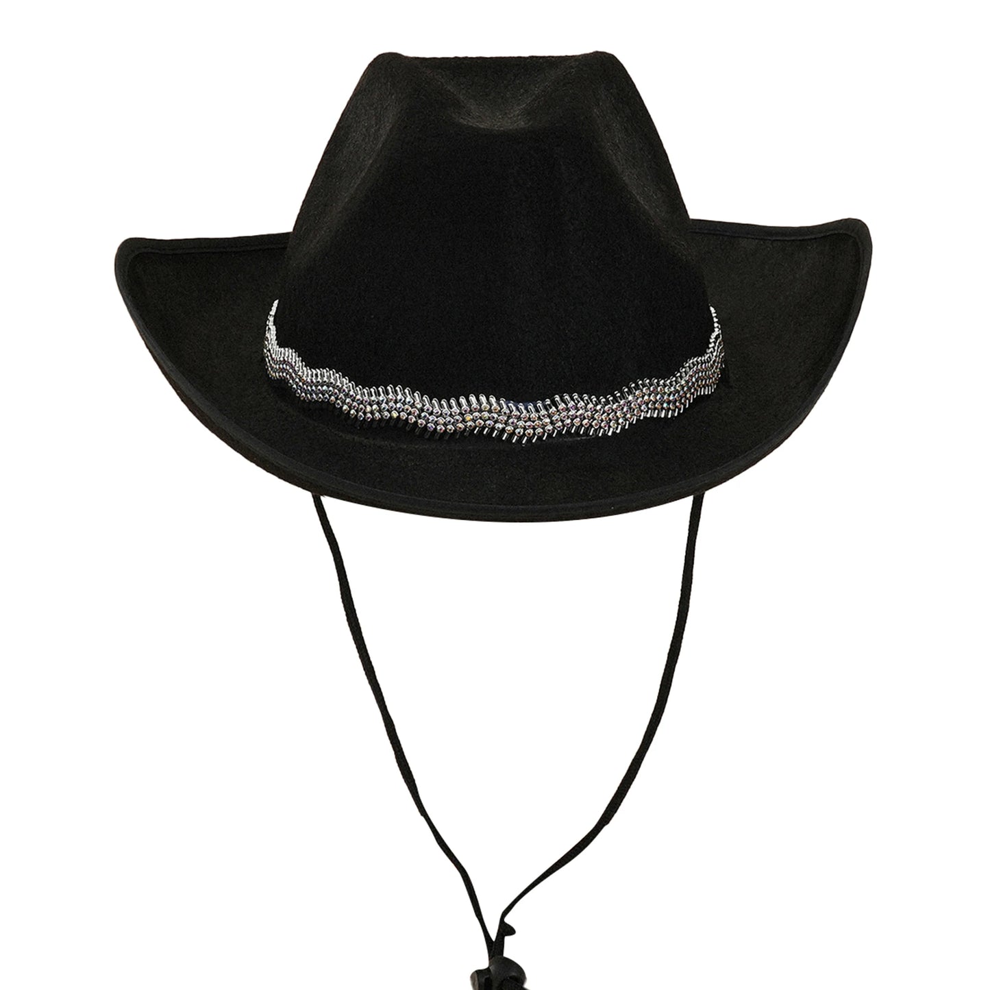 Stylish Women s Black Cowboy Hat with Wide Brim and Sparkling Rhinestone Band for a Classic Western Look