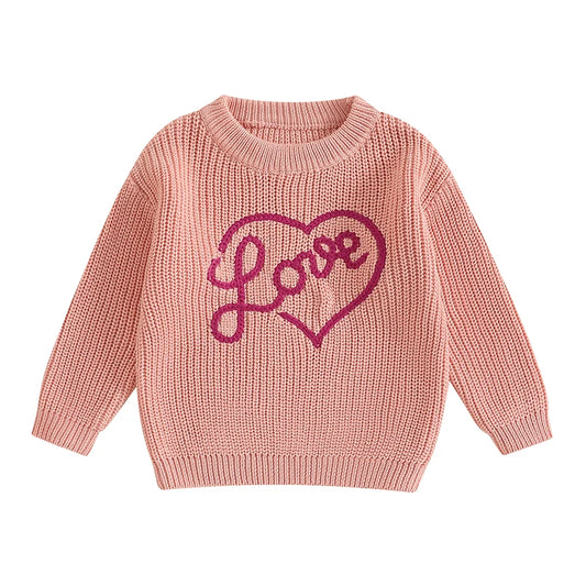 Toddler Unisex Autumn Pullover Sweater with Cute Animal Print Round Neck Long Sleeve Warm Knitwear Casual Tops for Kids