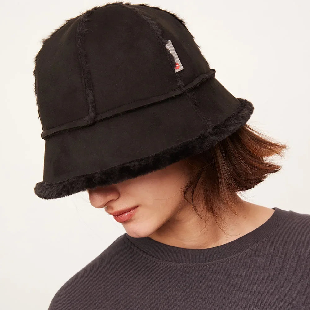 OhSunny Winter Bucket Hat for Women Keep Warm Cap Outdoor Casual Hats For Ladies Girls Riding Windproof 56-58cm