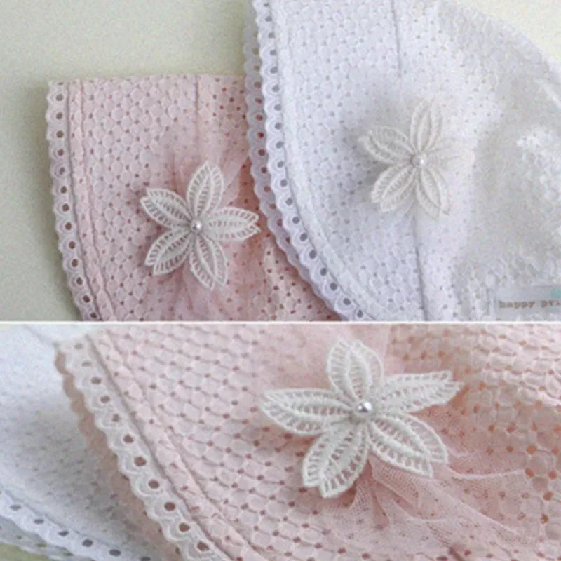 Princess Baby Lace Court Hat Summer Hollow Infant Sunscreen Cap Flower Newborn Fisherman Caps 0-1year Children Girls Photo Props