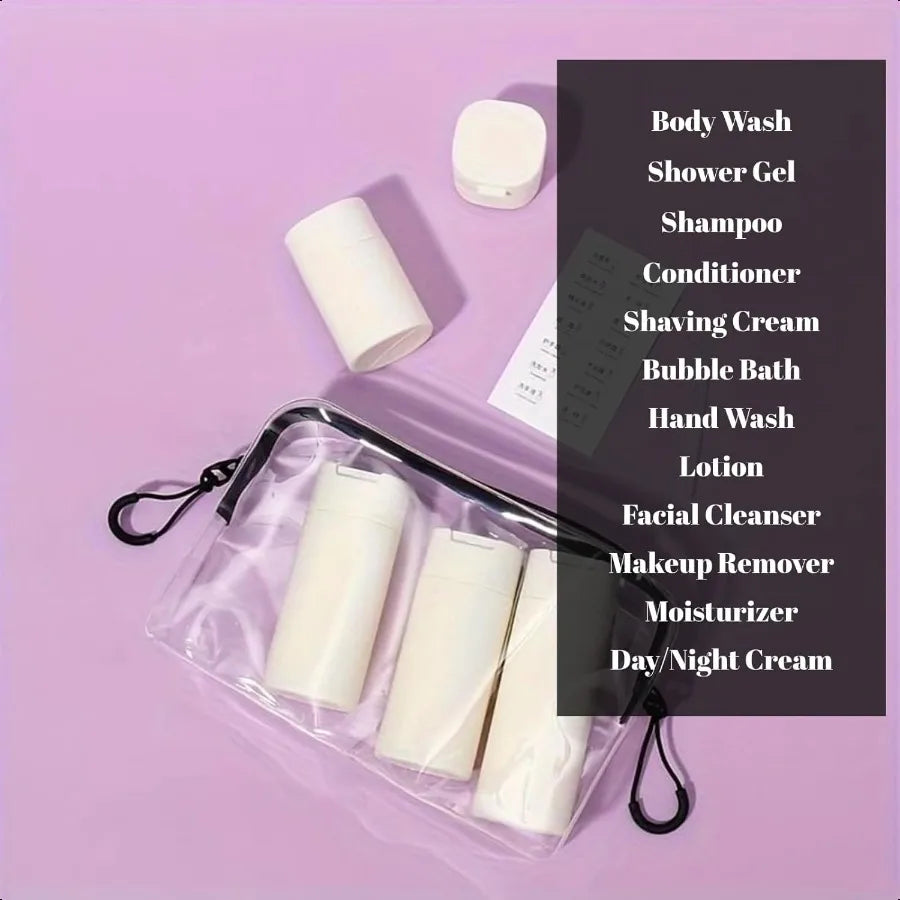 5pcs Travel Cream Dispenser Bottles Set Travel Bottles Toiletry Containers Set TSA Approved Travel Essentials