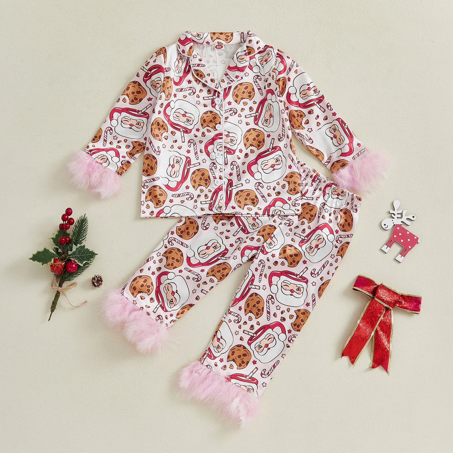 Child Boy Winter Pajamas Snowflake Patterned Fleece Hooded  Jumpsuit Toddler Sleepwear Set with Zipper