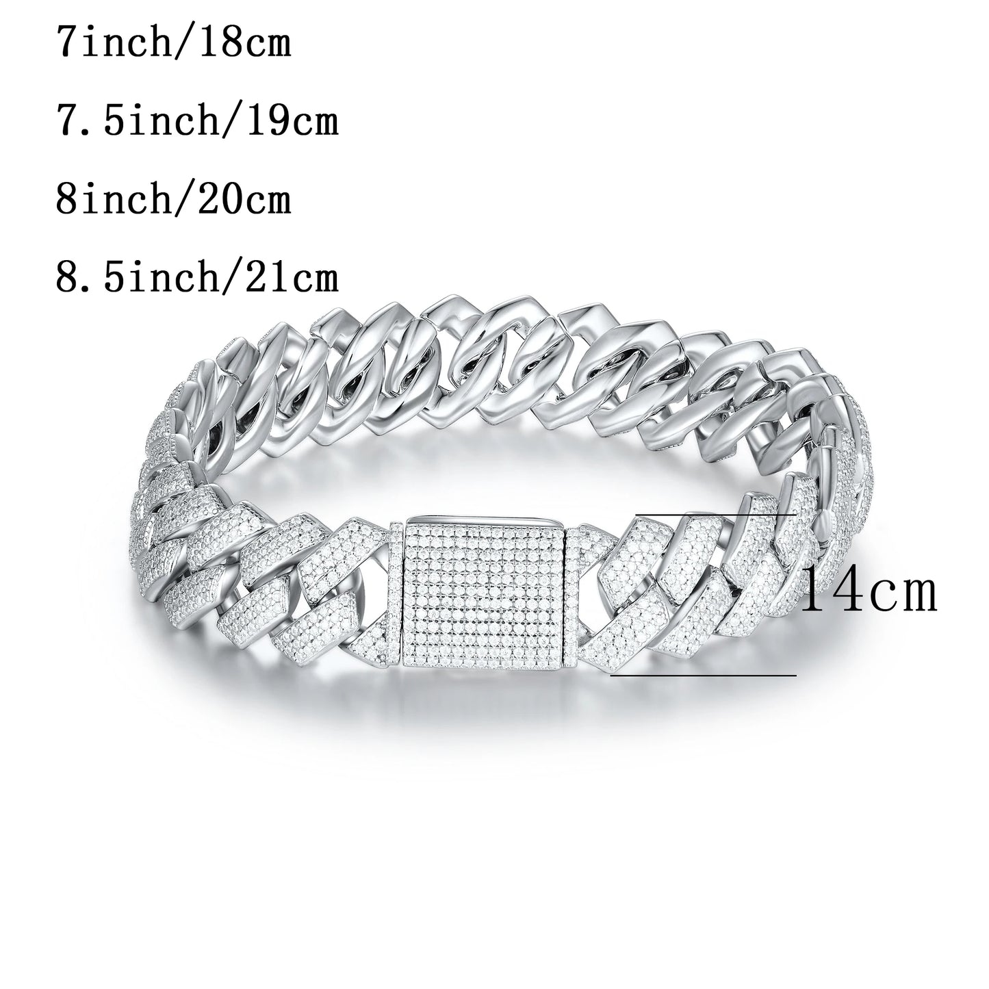 1pc S925 Sterling Silver with Moissanite 12mm Cuban Bracelet for Men and Women | Gemstone Jewelry | Gifts for Him | Gifts for He