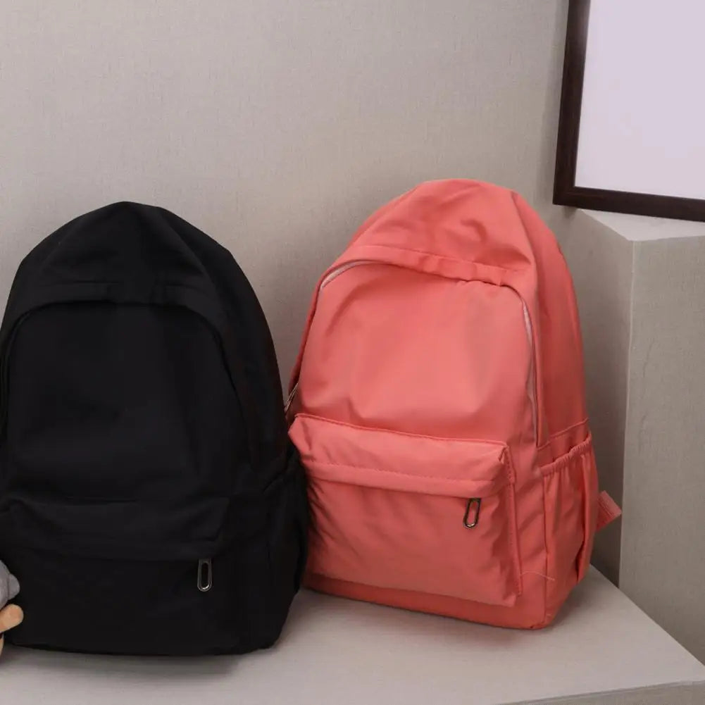 Fashion Women Large Capacity Travel Handbags Preppy Style Solid Color Zipper School Backpack Students Nylon Knapsacks