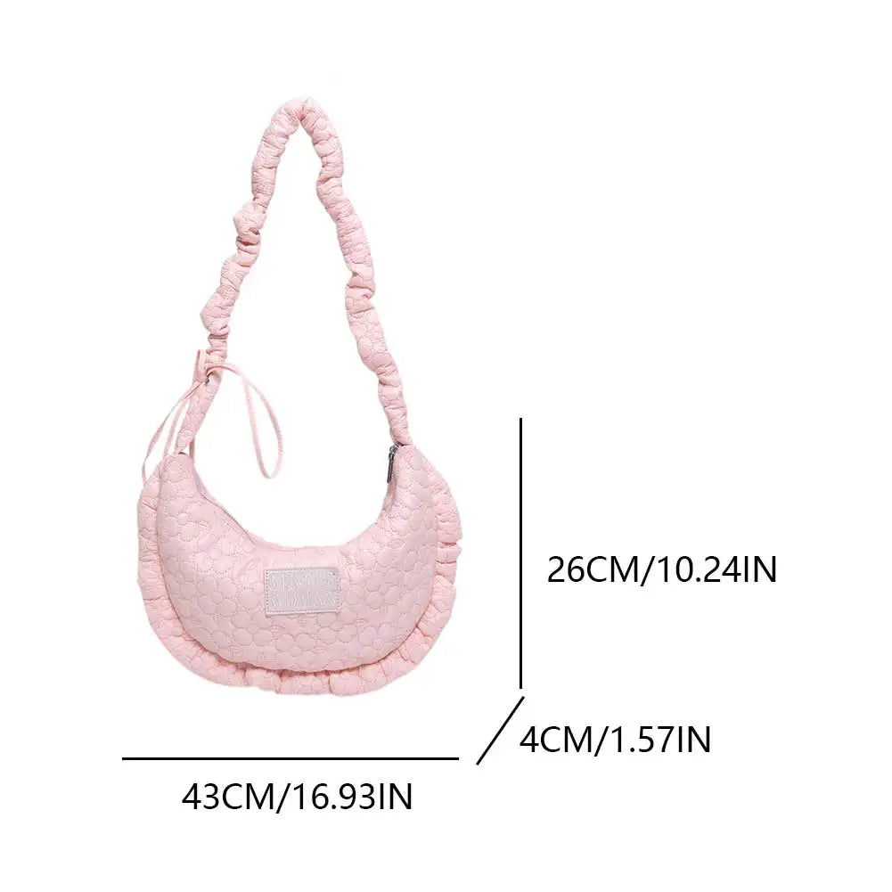 Puffer Shoulder Bag Lightweight Shoulder Purse Soft Bubble Tote Bag with Adjustable Strap Handbag for Women Work Shopping Travel