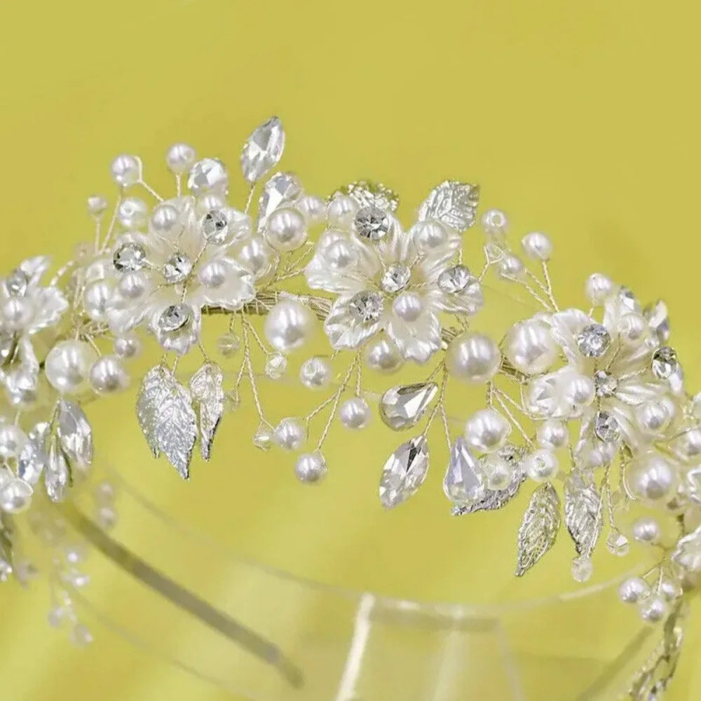 1Pcs Boho Style Handmade Faux Pearl Headwear Flower Shaped Ornament Women Hair Accessories