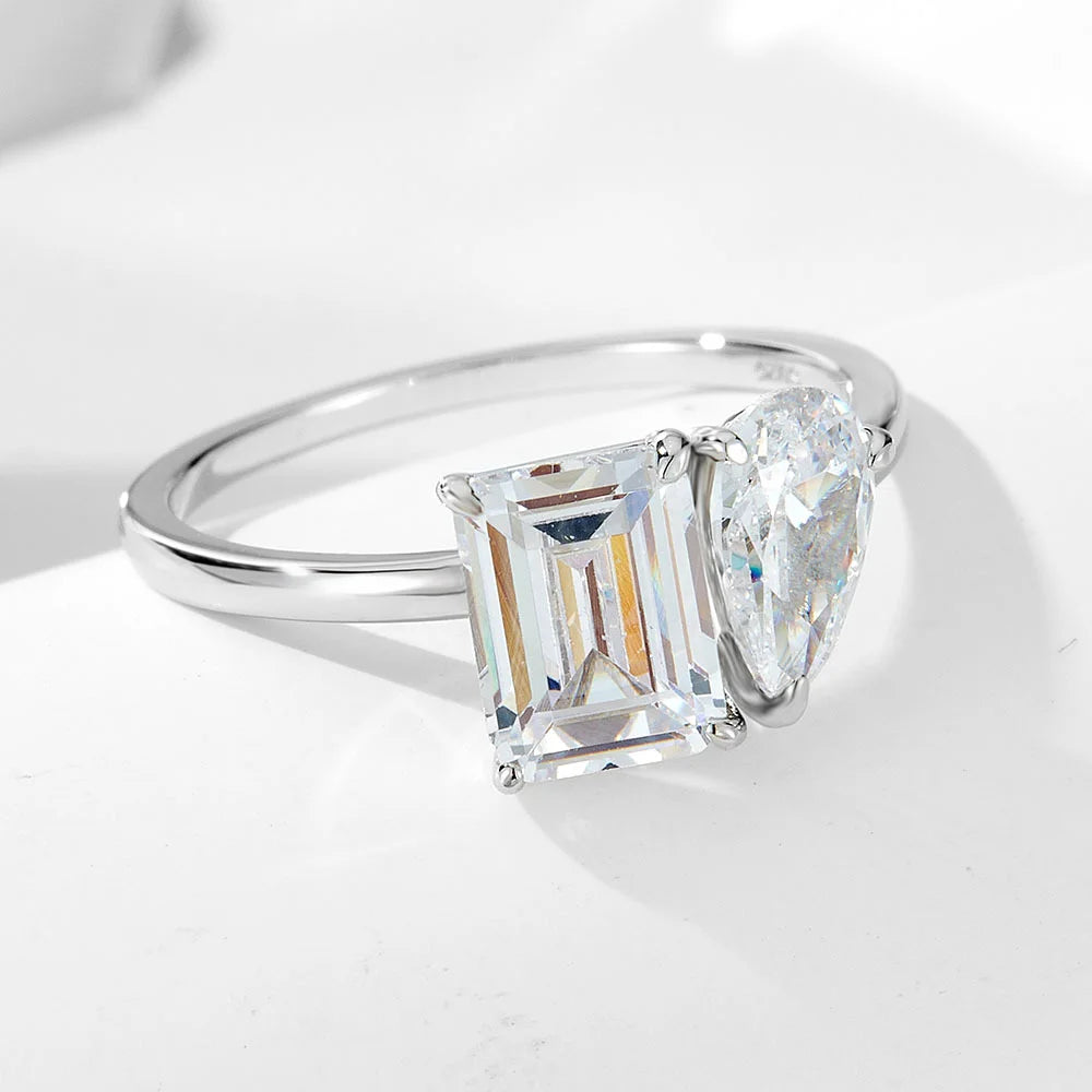 925 silver ring with 5 carats of full moissanite, fashionable and suitable for Western holidays, perfect as a gift
