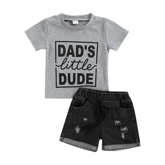 Baby Boys 2-Piece Outfit Set Blue Striped Long Sleeve Shirt and Denim Jeans 6-18 Months
