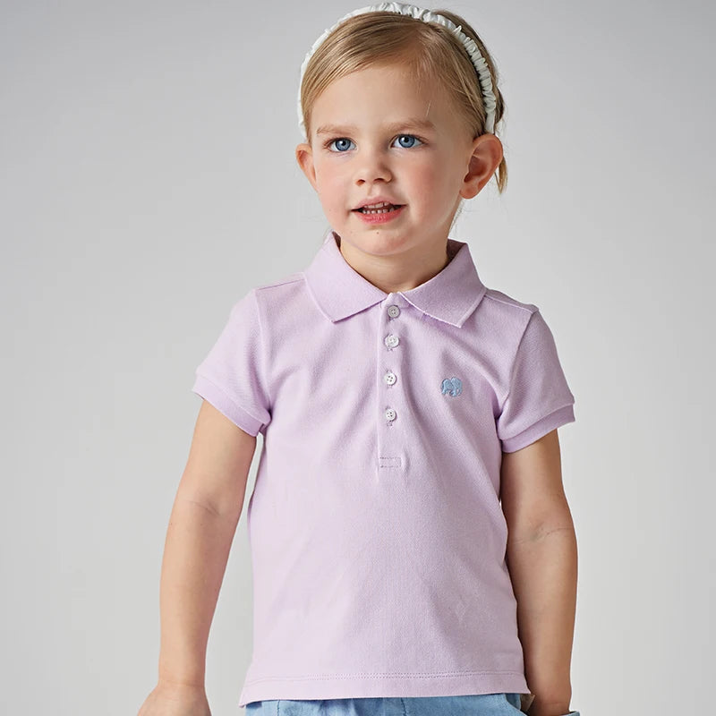 Dave Bella Girl's Summer Polo T-shirt Short Sleeve Cotton T-Shirt Children Casual Outdoor Clothes Kids Sister Clothes DB2240618