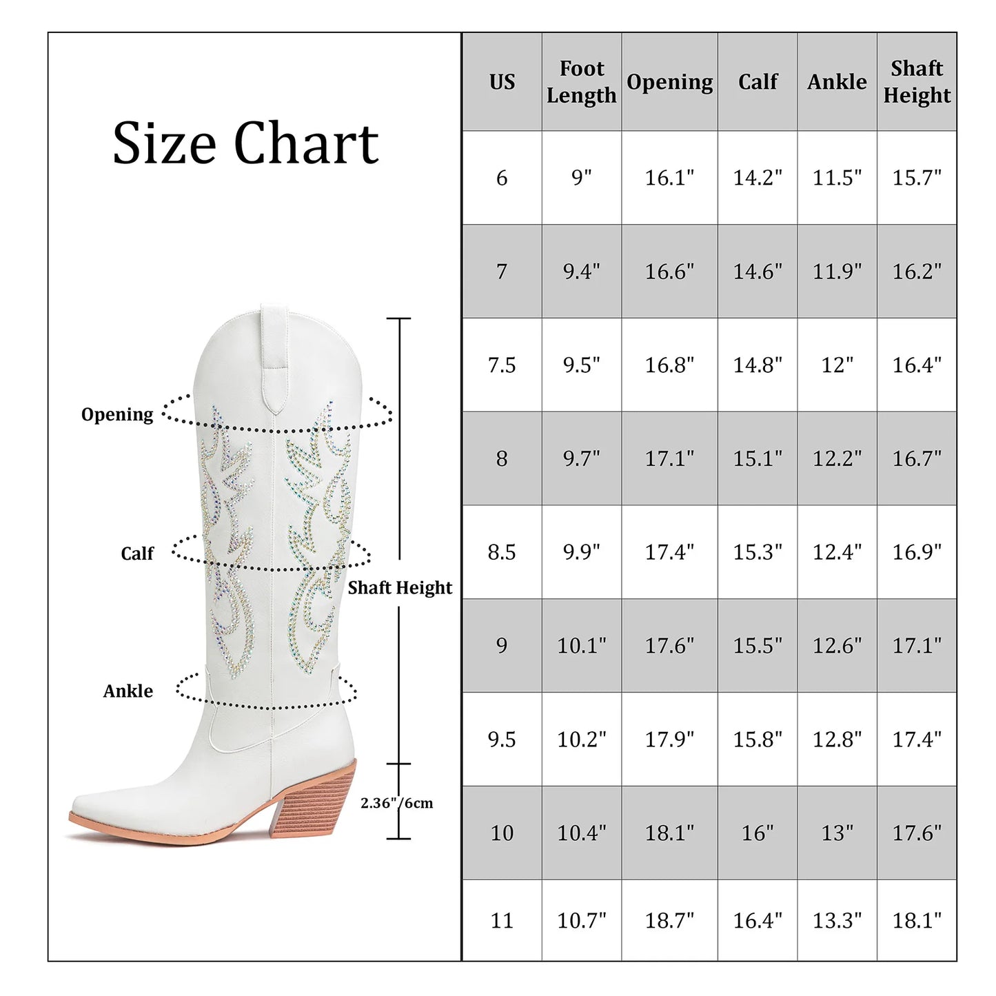 Rhinestone Cowboy Boots for Women - Black Wide Calf Knee High Cowgirl Boots with Side Zipper and Sparkly Glitter Embroidery, Alm