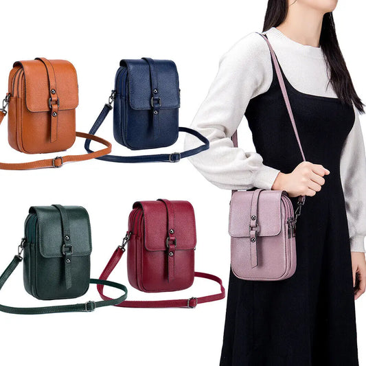 Women's Cross Body Shoulder Bag Genuine Leather Clutch Bag Large Capacity Zipper Wallet Handbag Adjustable Shoulder Strap Bag
