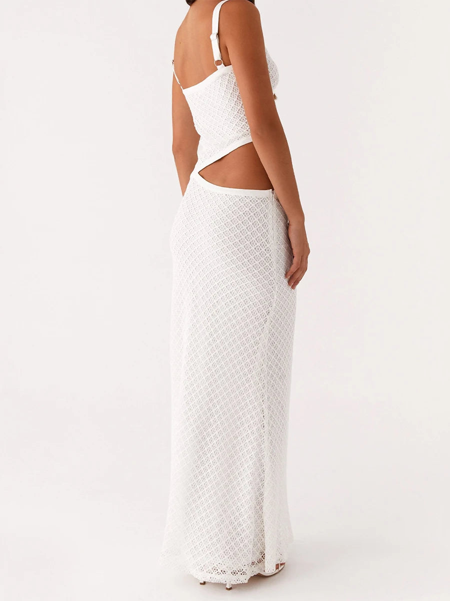 Elegant Women s Sleeveless Spaghetti Strap Bodycon Dress with Chic Hollow Out Design and  Fit Silhouette