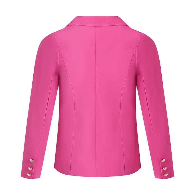 Kids Girls Buttons Double Breasted Blazer Pink Jacket Autumn Winter Clothes Toddler Children's Teenage Casual Coat Blazers 1-10Y