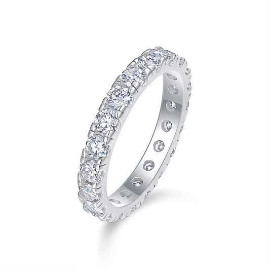 JIUZUAN 3mm Moissanite Ring 925 Sterling Silver Plated 18k Gold - Hypoallergenic, Nickel-Free, Sparkling Gemstone Jewelry