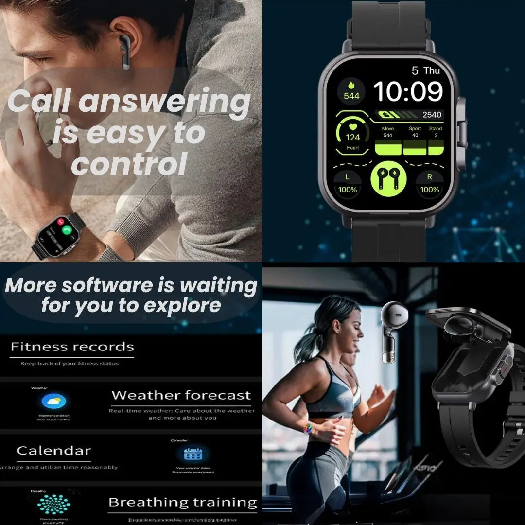 2025 D8 2" Smartwatch With Earbuds Multifunctional Bt Call NFC Pedometer For Men for iPhone Android