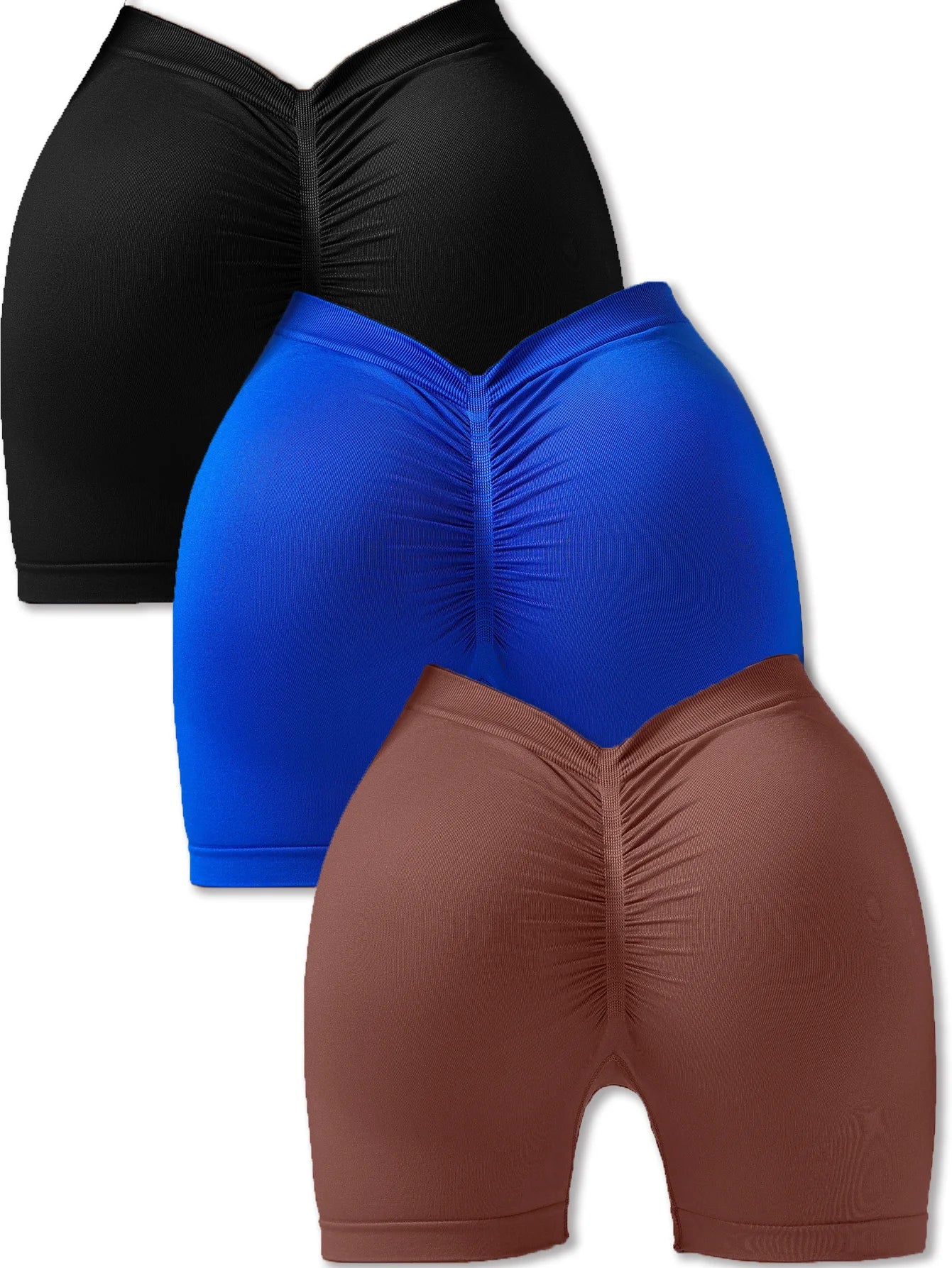 3 Pack Us Local Women's Fitness Shorts V-High Waisted Yoga Shorts,Moisture-Wicking Breathable And Stretchy