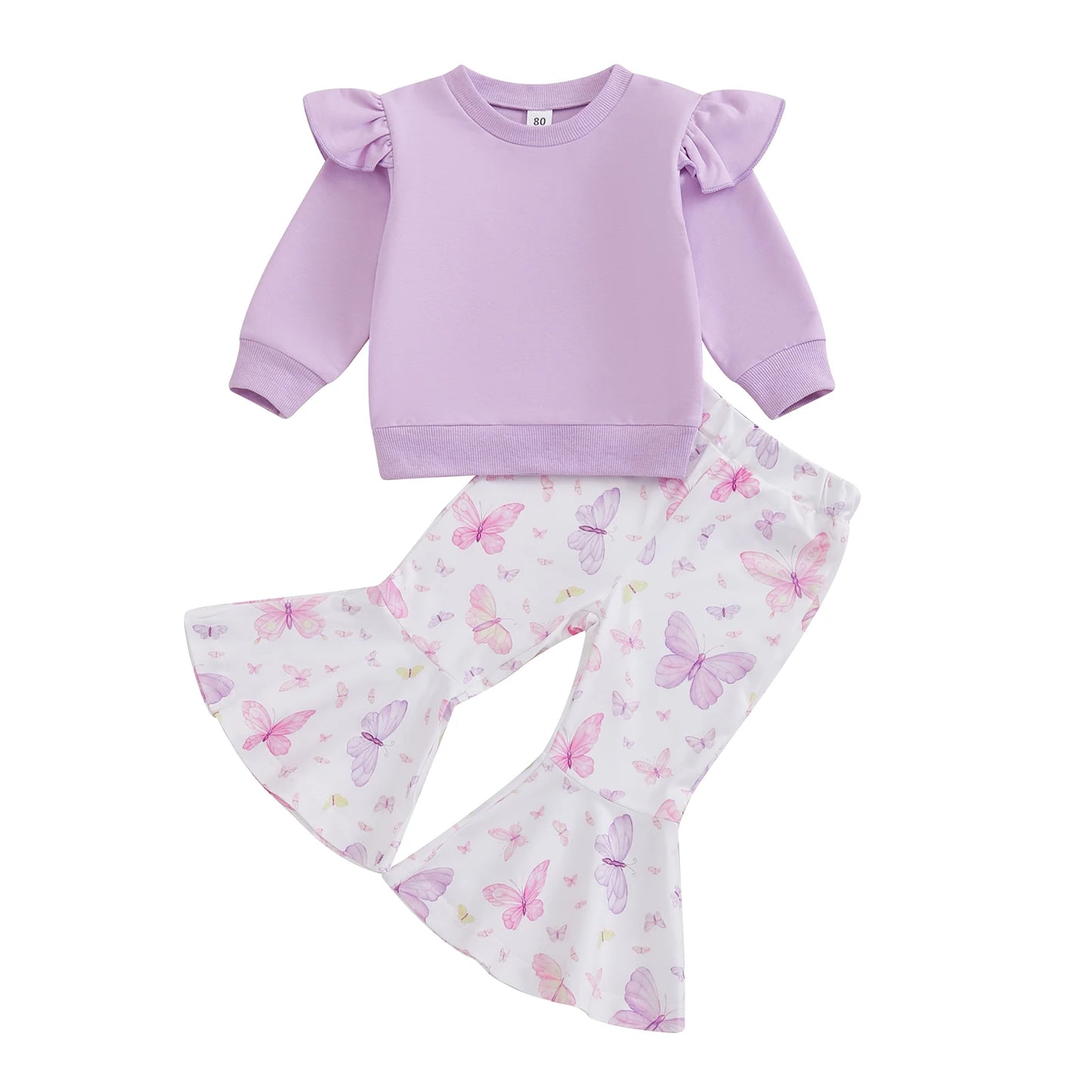 Cute Toddler Girl 2-Piece Winter Outfits Warm Fleece Hoodie Floral Print Leggings Set Baby Girl Clothes for Fall