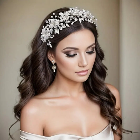 1Pcs Boho Style Handmade Faux Pearl Headwear Flower Shaped Ornament Women Hair Accessories