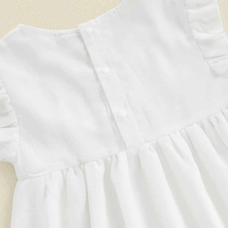 Adorable Baby Girls Floral Print Sleeveless Ruffle Dress for Summer Beach Wedding Party Casual Outfit Cute Dresswear