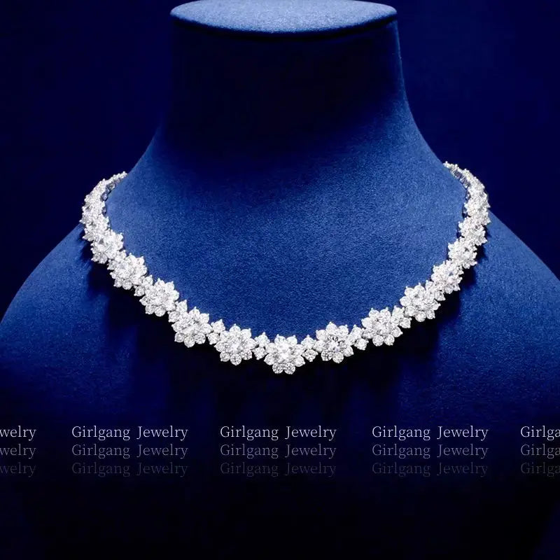 925 Sterling Silver 18K Gold Full Sky Star Necklace with Moissanite, a fashionable gift for mom, suitable for birthdays, wedding