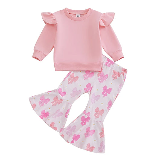 Cute Toddler Girl 2-Piece Winter Outfits Warm Fleece Hoodie Floral Print Leggings Set Baby Girl Clothes for Fall