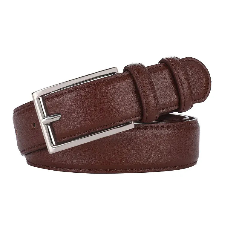 Luxury Genuine Leather Wide Belt Ladies Fashion Simple Matching Jeans Gold Buckle Belt Women 2.8cm Wide Cowhide Brown Belt