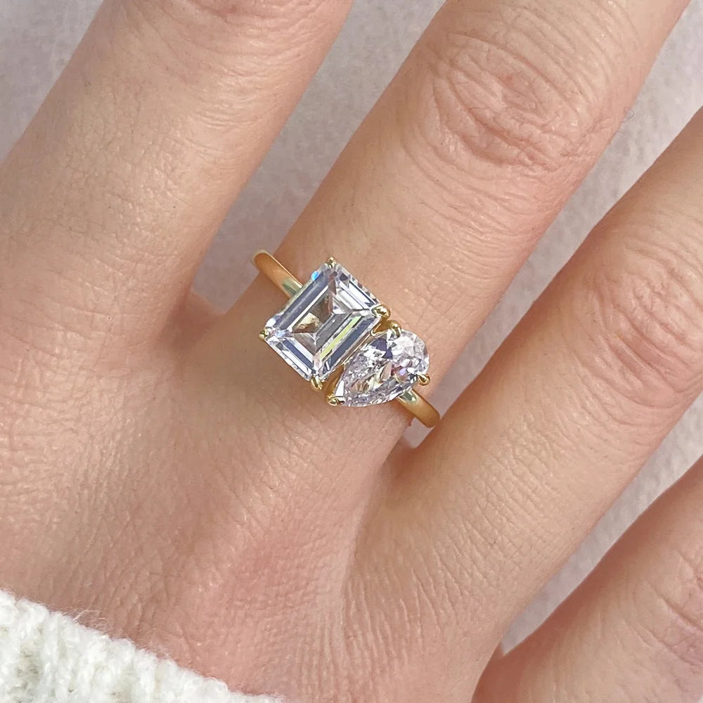 925 silver ring with 5 carats of full moissanite, fashionable and suitable for Western holidays, perfect as a gift