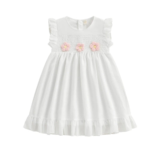 Adorable Baby Girls Floral Print Sleeveless Ruffle Dress for Summer Beach Wedding Party Casual Outfit Cute Dresswear