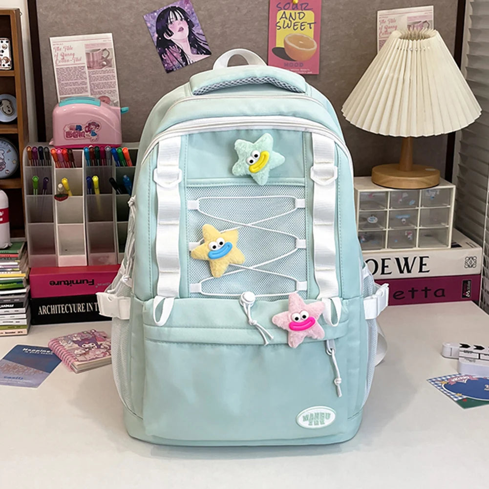 Daypack for Women Multi-Pocket Schoolbag Nylon Large Capacity Bookbag Knapsack for Travel Commuting Holiday